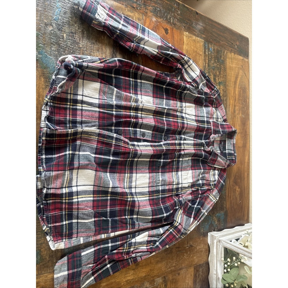 Eddie Bauer Mens Flannel Shirt Button Down Long Sleeve Blue Red Plaid